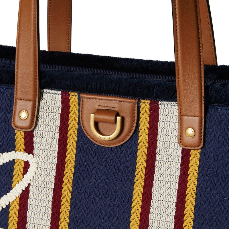 Gucci Embroidered Medium Canvas Tote Bag