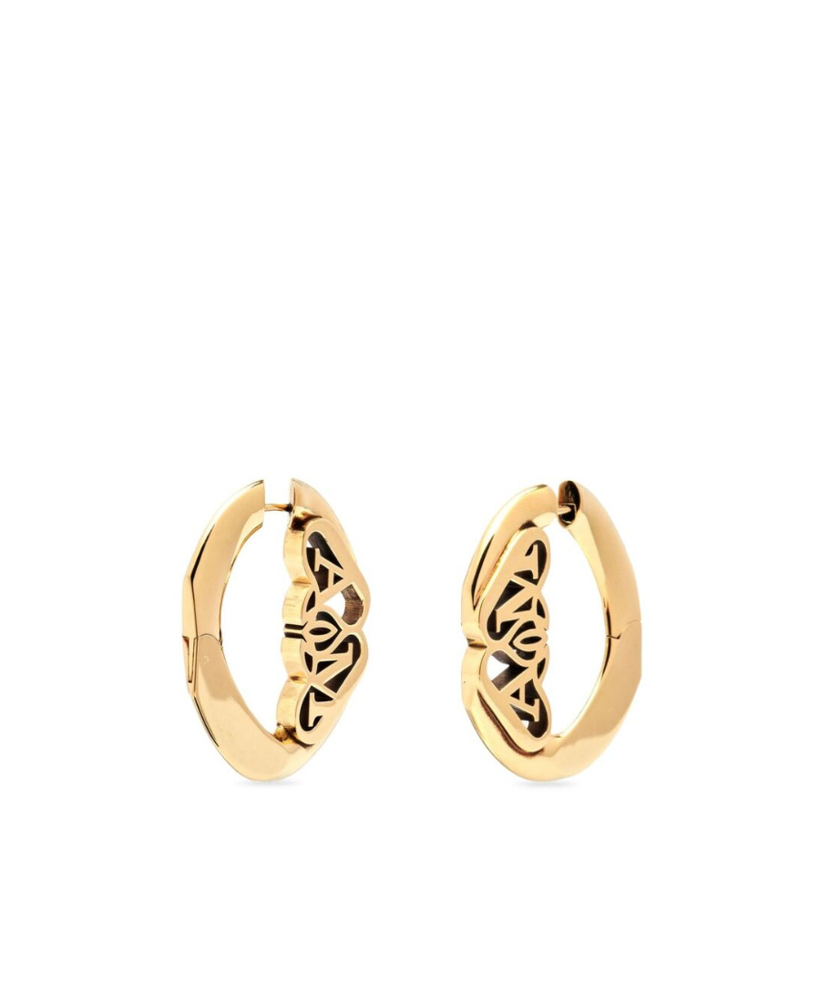 Alexander Mcqueen Seal-logo Cut-out Detailed Hoop Earrings In Yellow