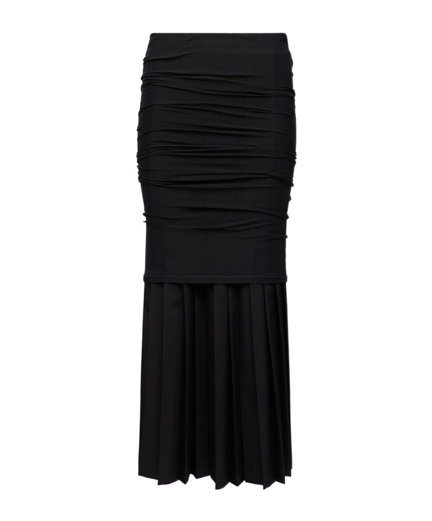 Mm6 Maison Margiela Pleated Draped Midi Skirt In Black
