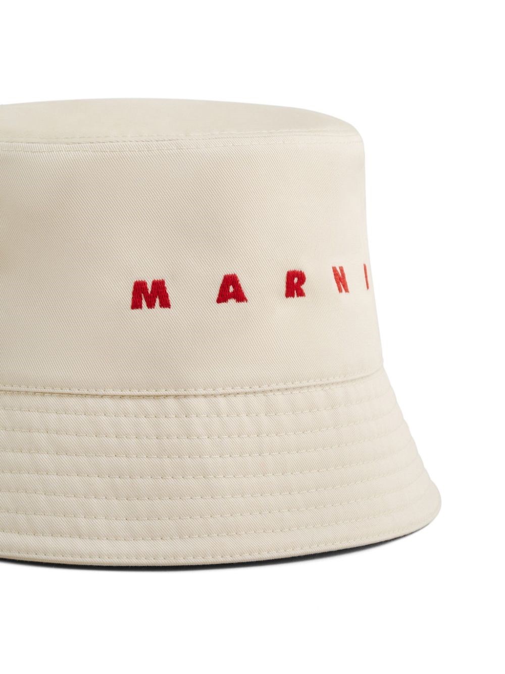 Shop Marni Ivory Organic Gabardine Bucket Hat With Embroidered Logo In Nude