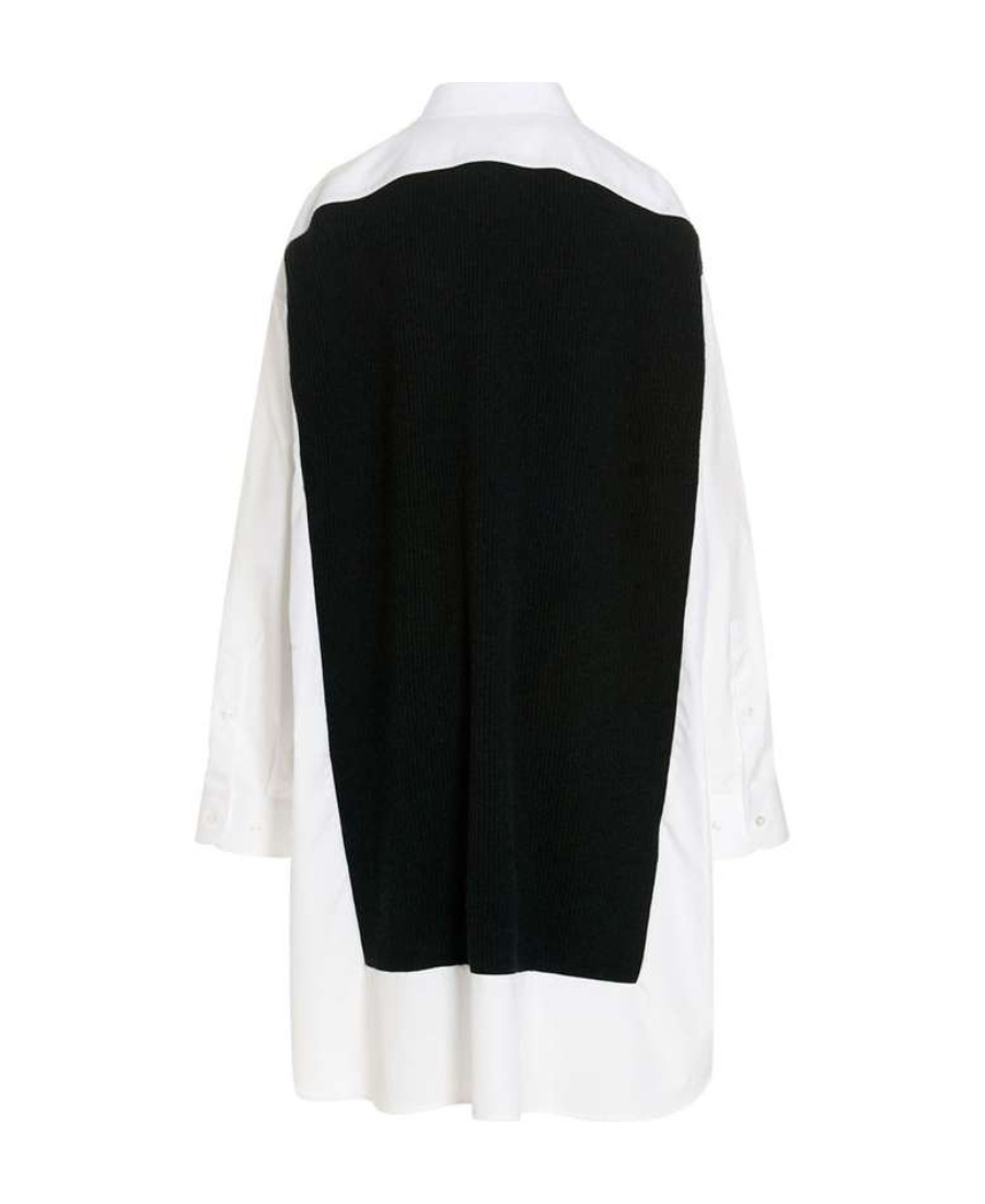 Maison Margiela Spliced Long-sleeve Shirtdress In Black