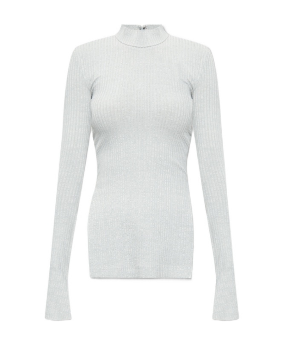 HELMUT LANG HELMUT LANG MOCK NECK RIBBED KNIT TOP