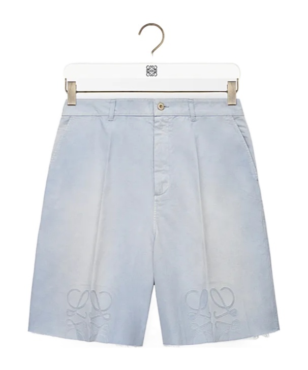 Loewe Debossed-anagram Shorts In Sky-blue