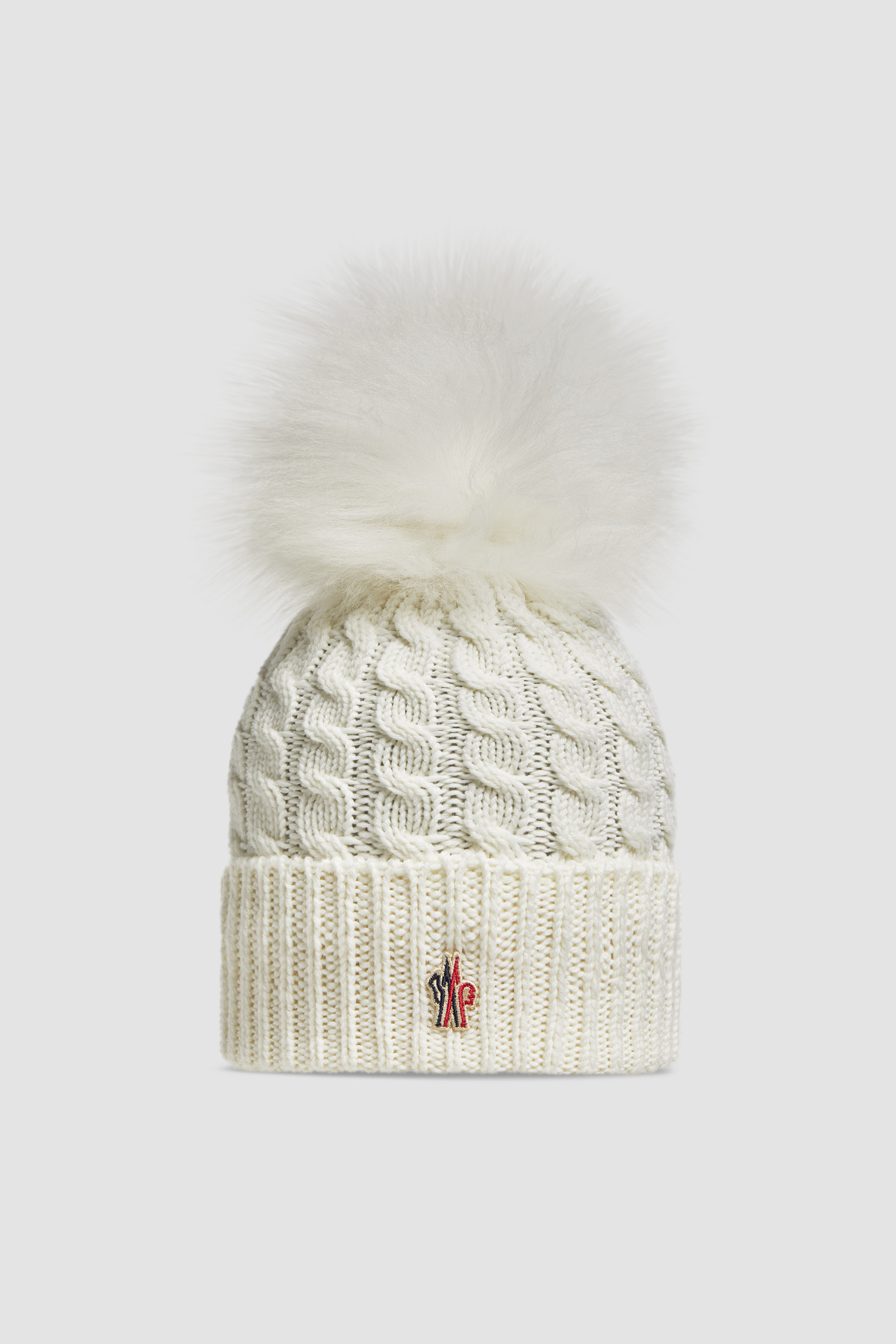 Moncler Ivory Virgin Wool Hat With Pompom In White