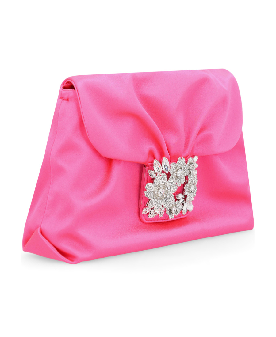 Roger Vivier Embellished Draped Clutch Bag In Pink