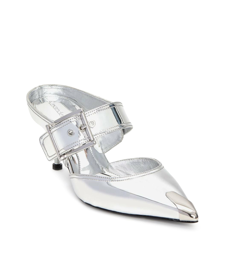 Alexander Mcqueen Metallische Mules In White