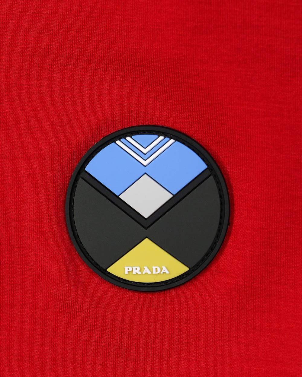 Prada Logo Round-necked T-shirt In Red