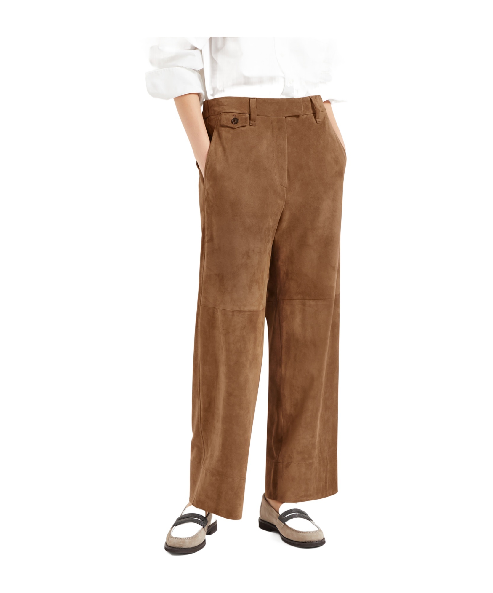 Brunello Cucinelli Cropped Chino Trousers In Brown