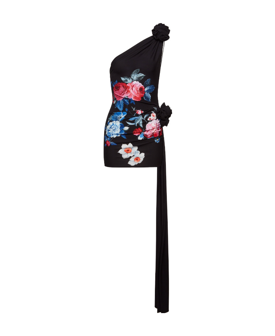 Magda Butrym One-word Shoulder Strap Mini Dress In Black