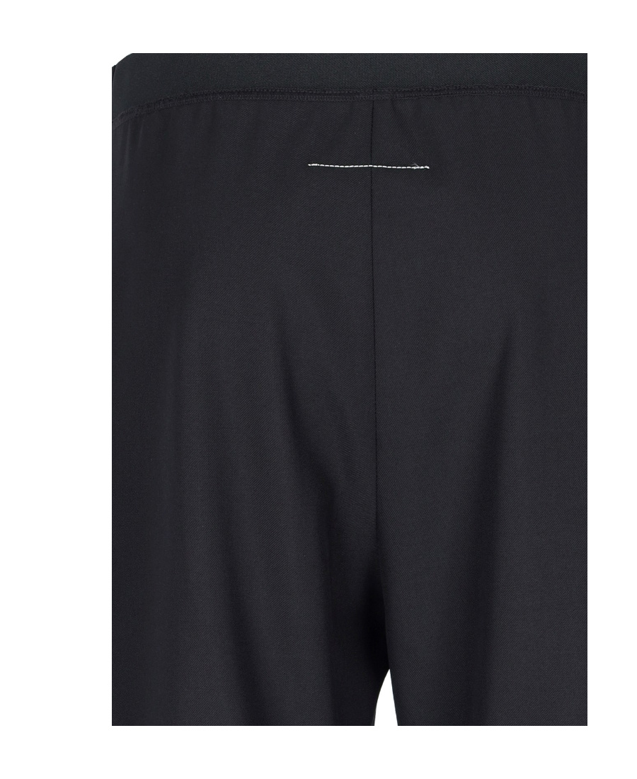 Mm6 Maison Margiela Wide Leg High Waist Trousers With Pleated Front In Black