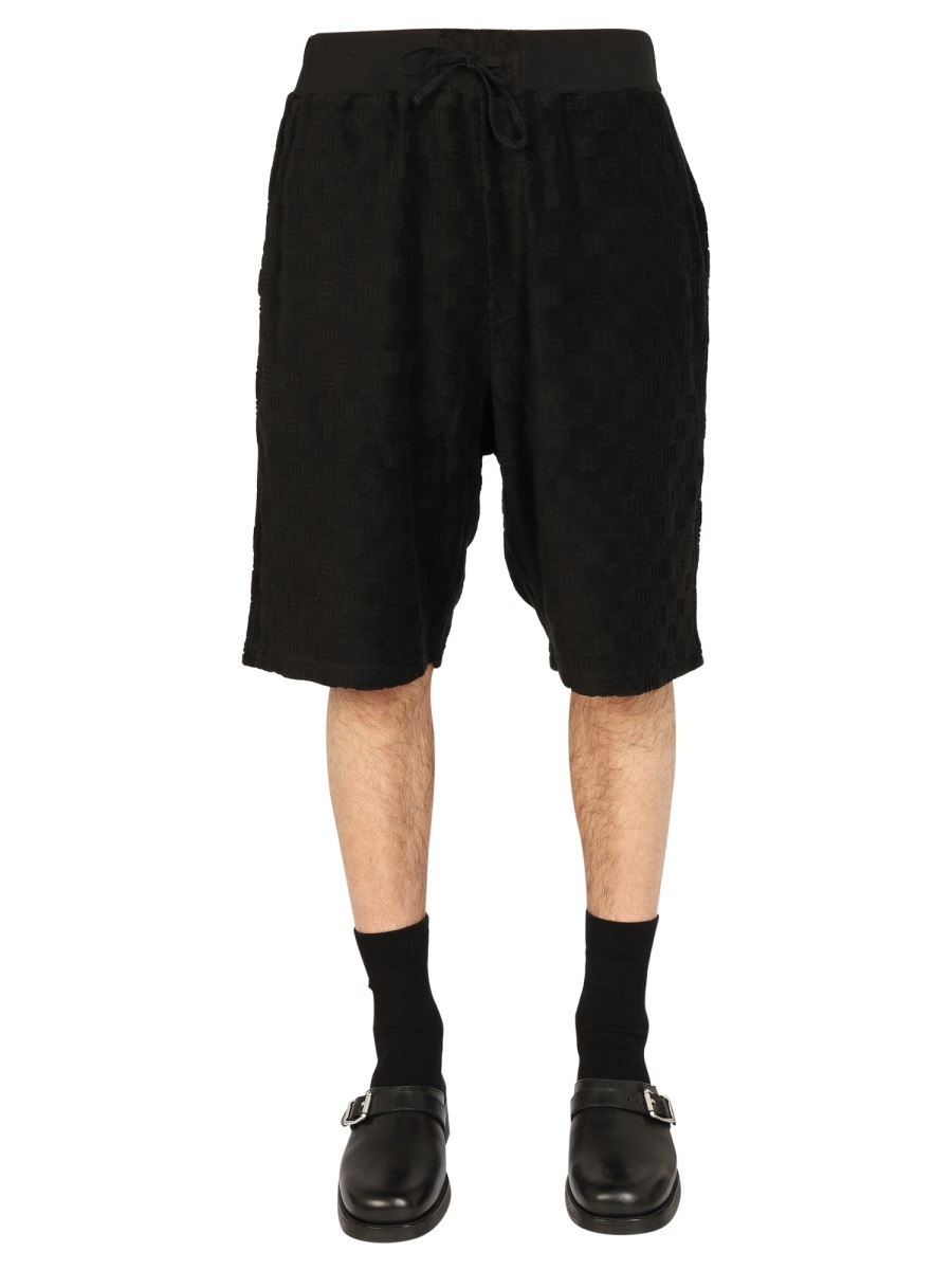 Ambush Monogram Towelling-finish Track Shorts In Black