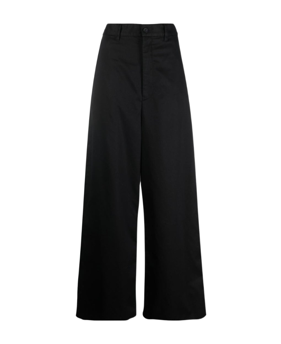 Balenciaga Drop-crotch Wide-leg Trousers In Black