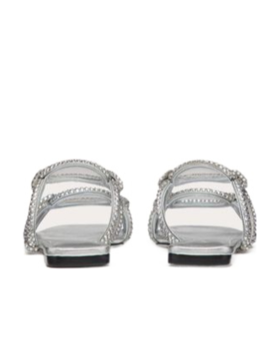 Valentino Chain 1967 Crystal Embellished Sandals In Gray