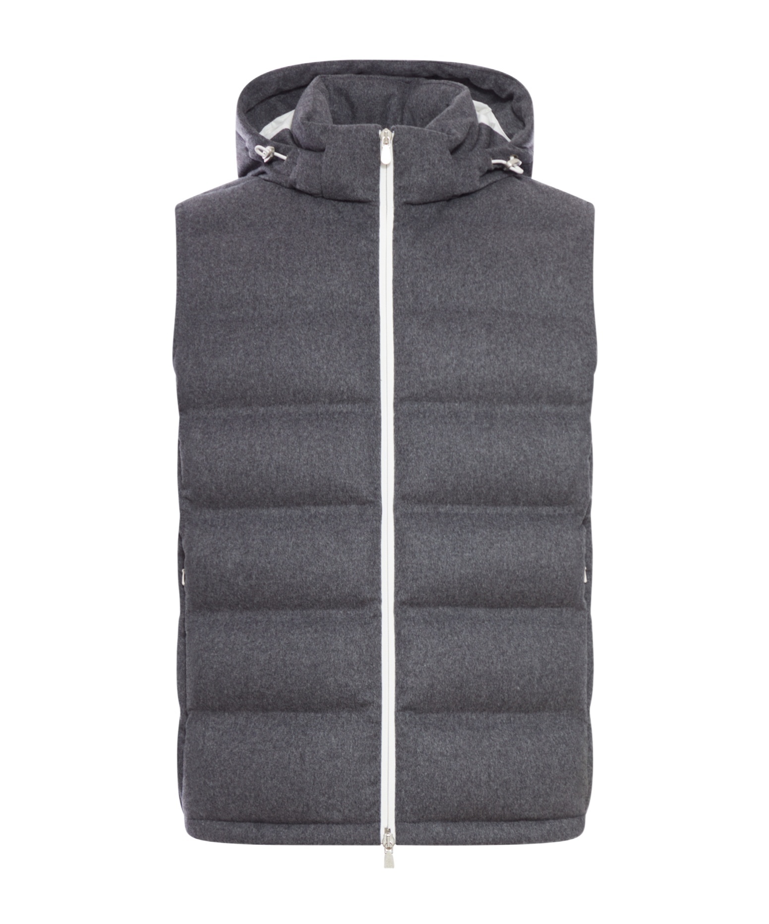 Brunello Cucinelli Hooded Cotton Vest In Gray