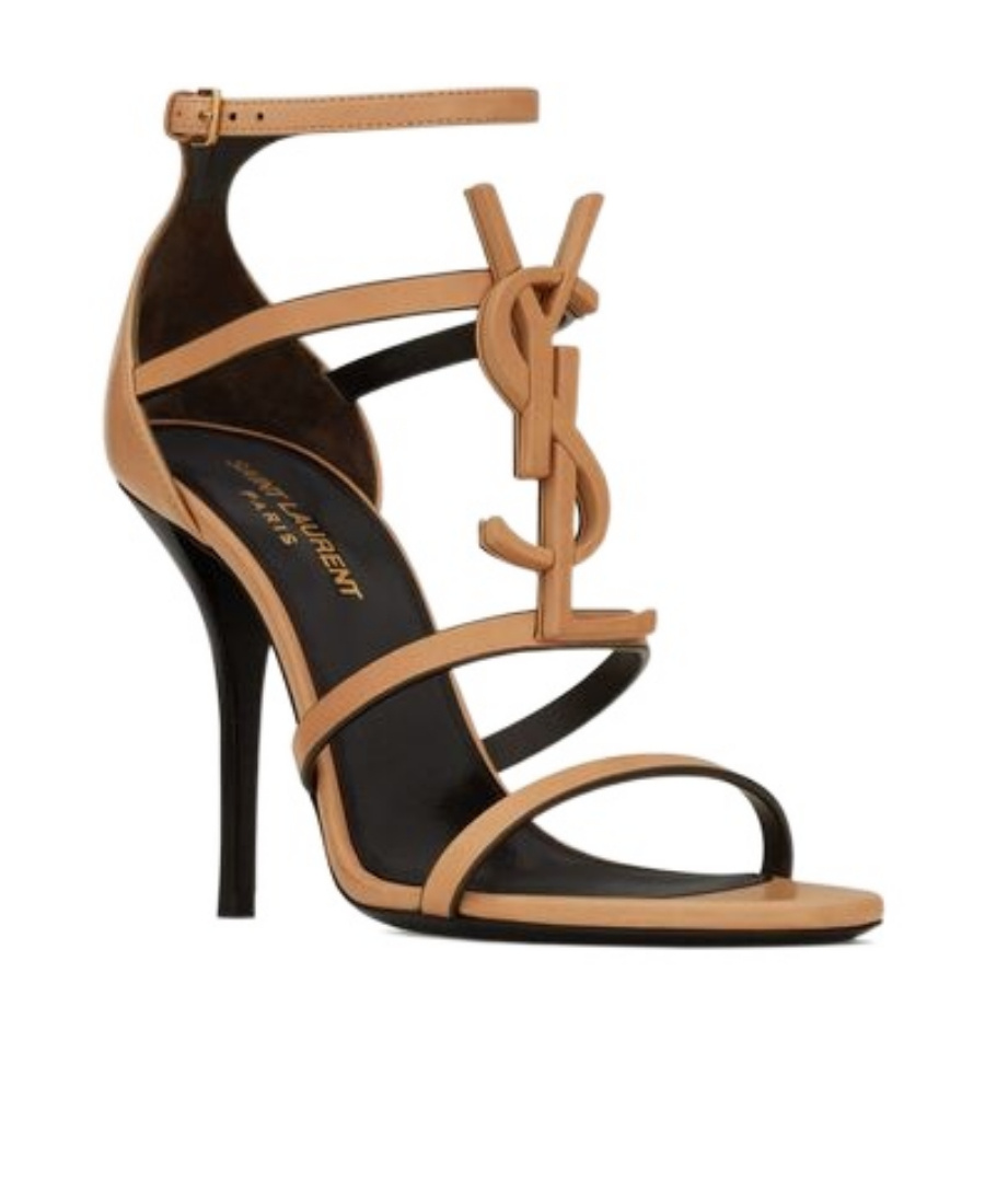 Saint Laurent Cassandra 100 Strappy Sandals In Brown