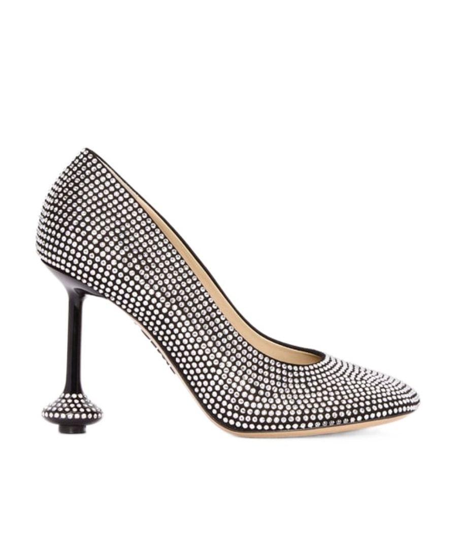 Shop Loewe Toy Pump In Suede And Rhinestones In Black