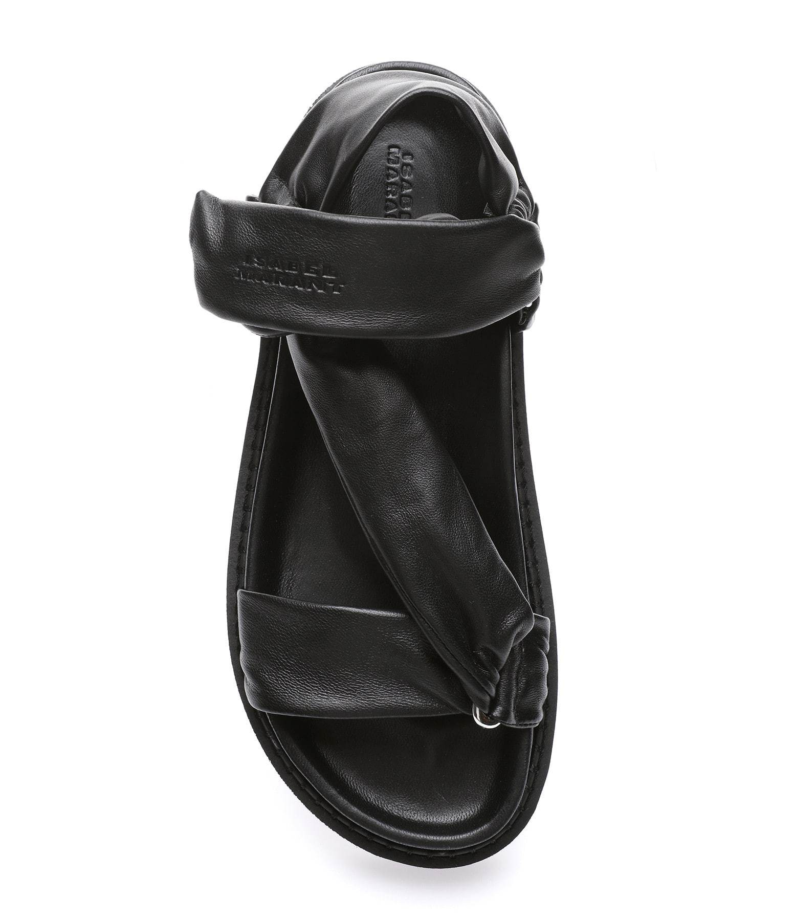 Isabel Marant Naori Grained-leather Sandals In Black