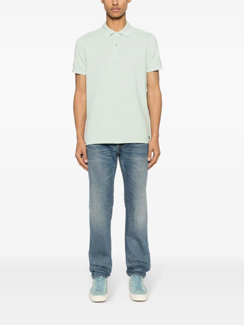 Tom Ford Short-sleeved Cotton Polo Shirt In White