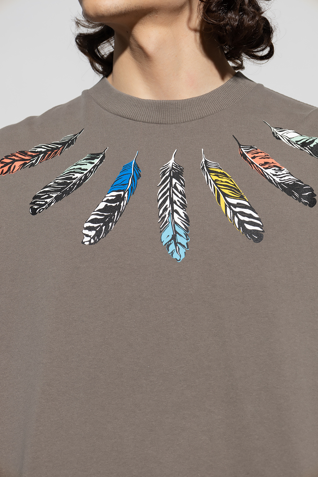 Marcelo Burlon County Of Milan Feathers Detail T-shirt In Gray
