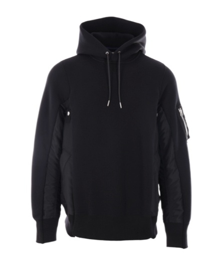 Sacai Men's Hybrid Zippered Hoodie In Black