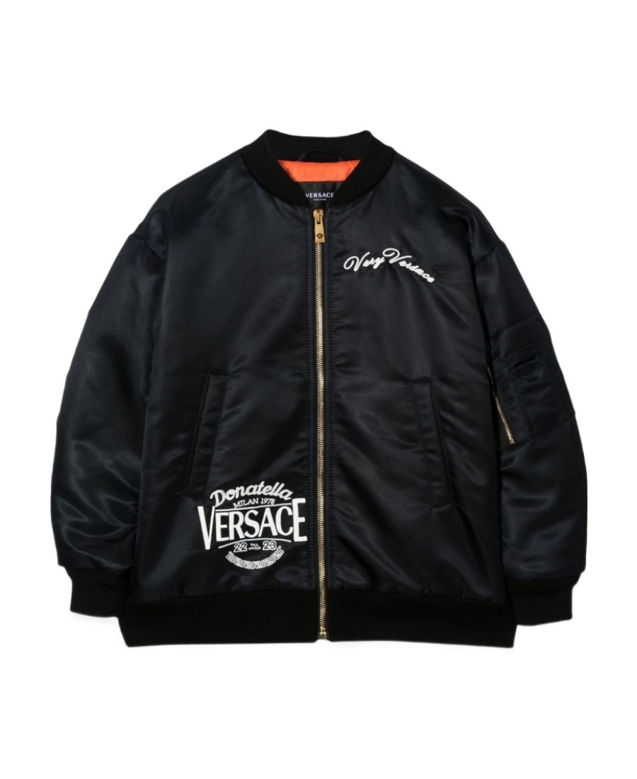 Versace Donatella Embroidery Bomber Jacket In Black