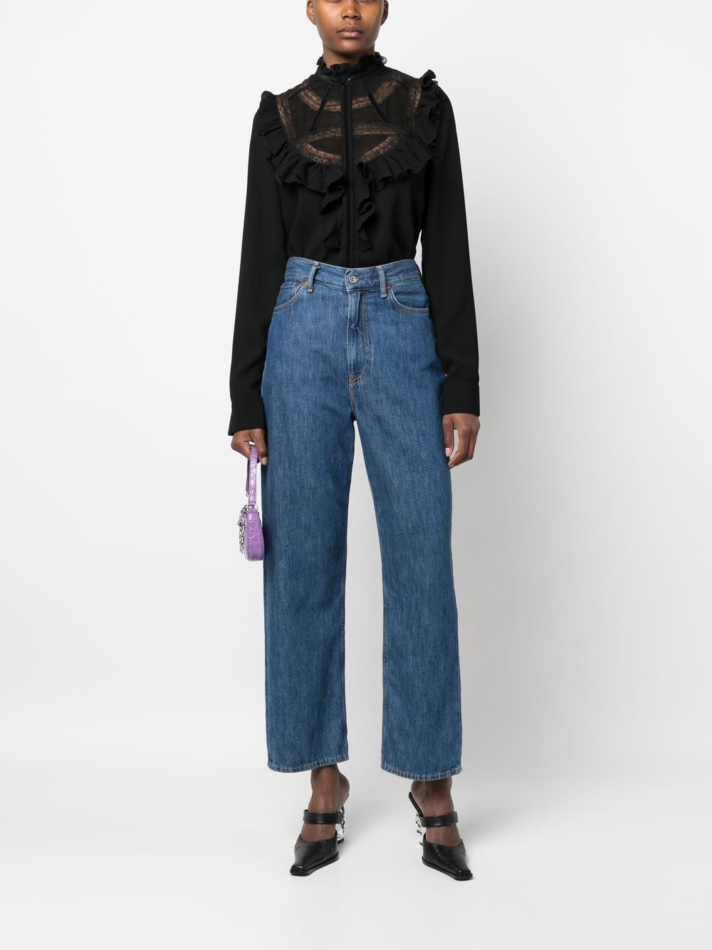 Dsquared2 Ruffled Long-sleeved Blouse In Black