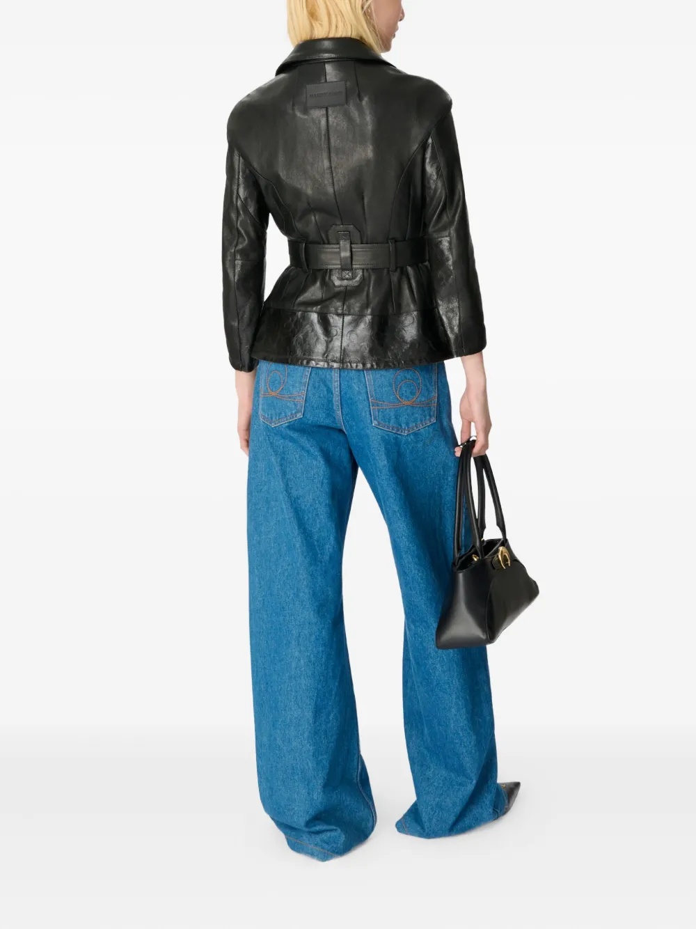 Marine Serre Loose Fit Jeans In Moon Laser Wash In Blue