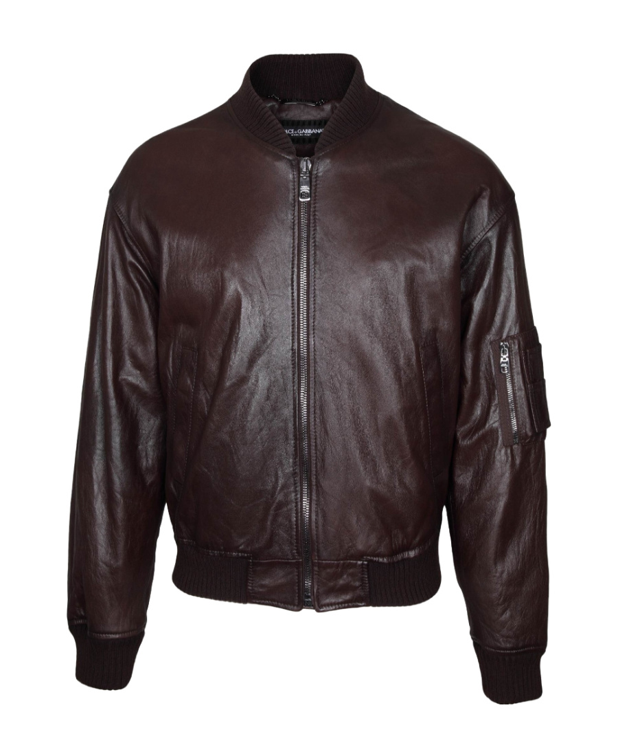 Dolce & Gabbana Lambskin Zip-up Bomber Jacket In Black