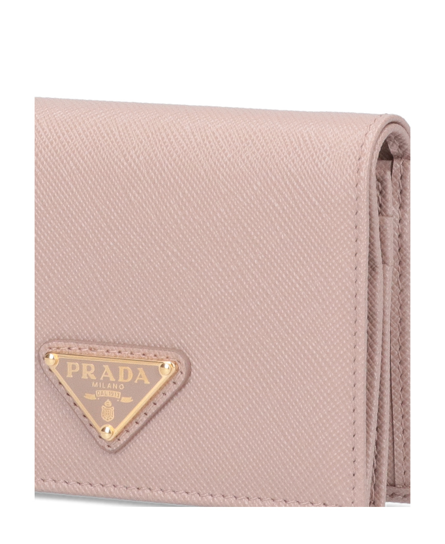 Prada Logo-plaque Small Wallet In Nude