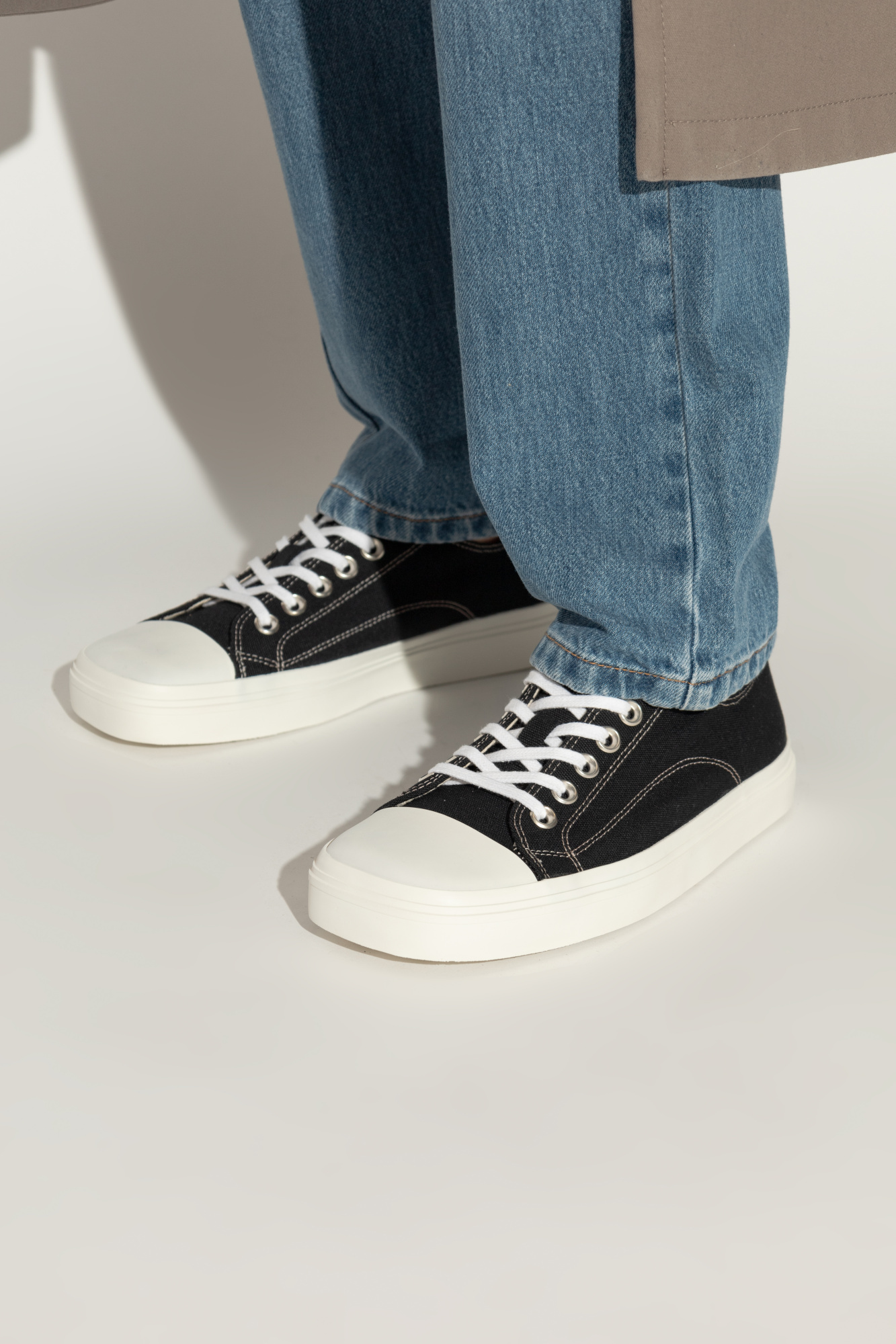 Moschino Square-toe Low-top Sneakers In Black