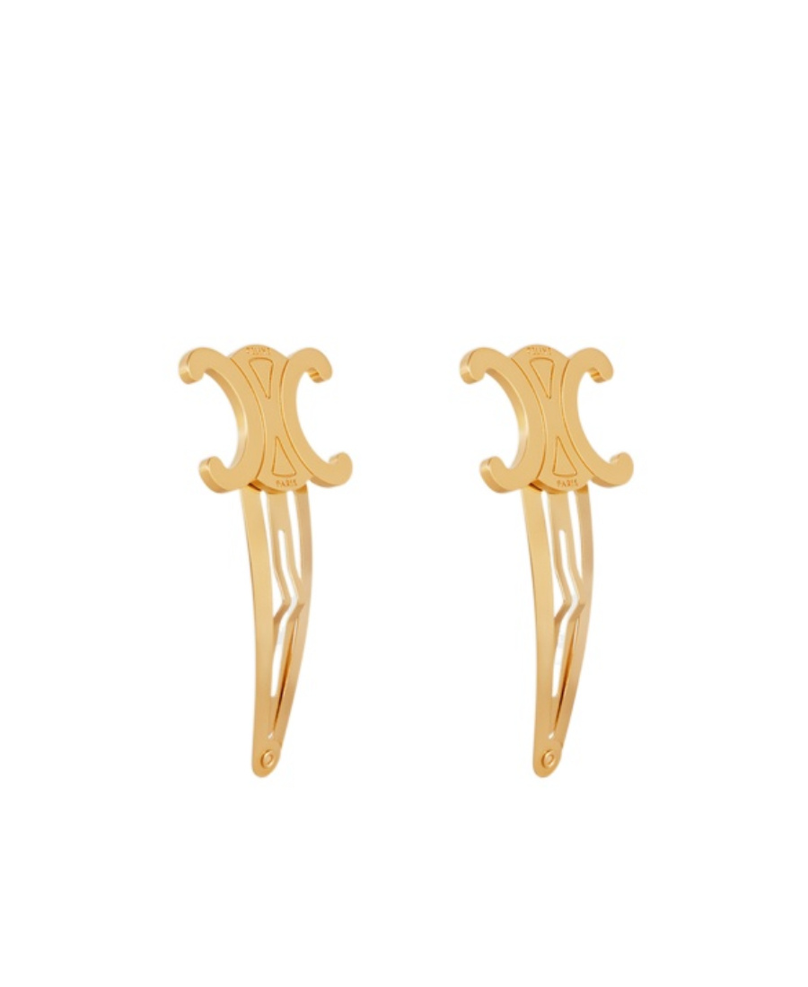 Celine Logo Hairpin In Yellow