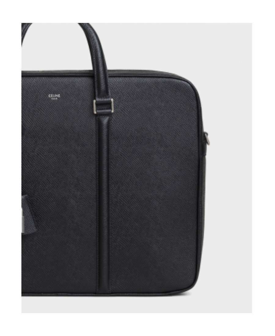 Celine Black Medium Grain Logo Briefcase In Black