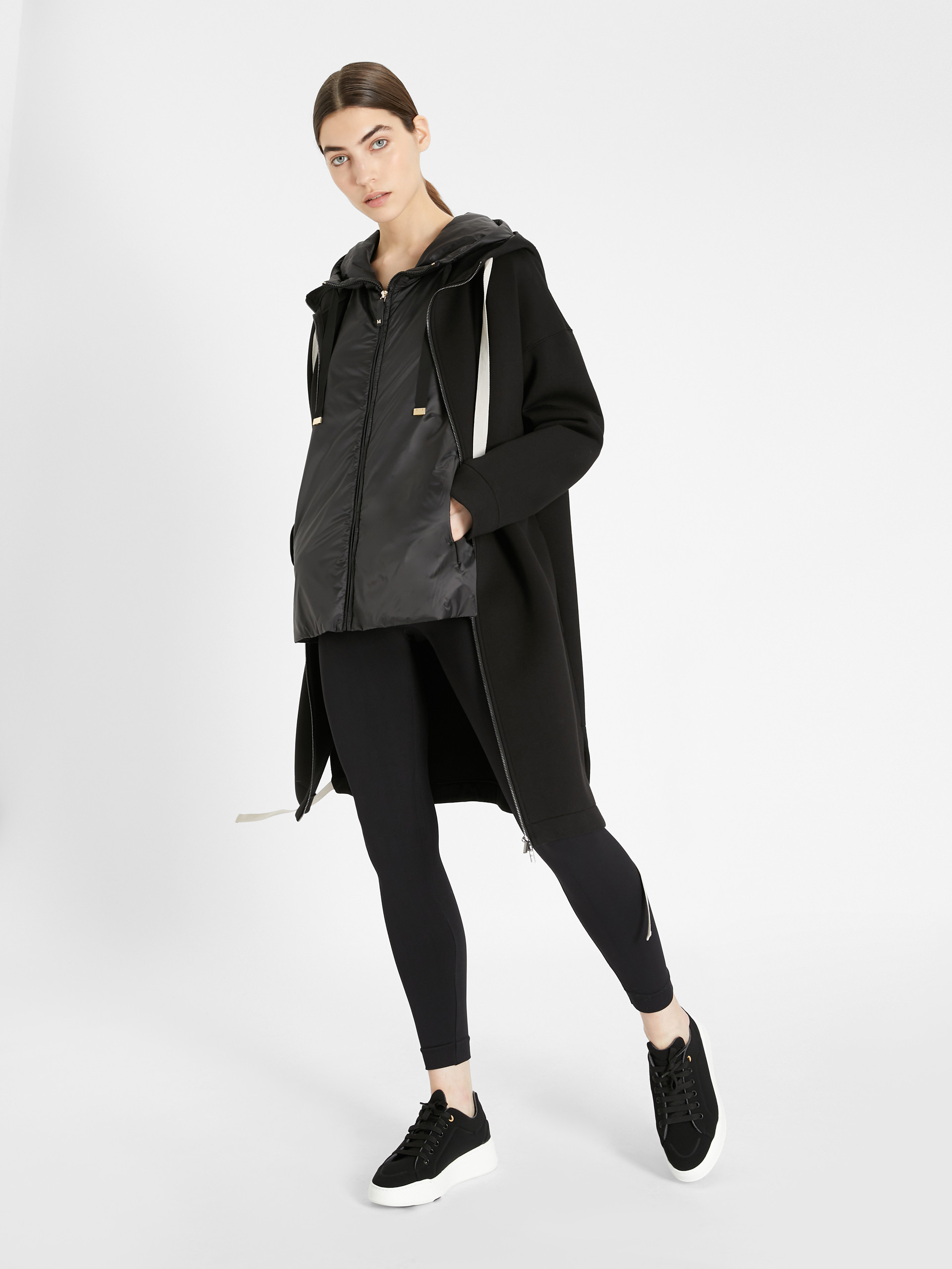 Shop Max Mara The Cube Drawstring Zip-up Jacket In Black