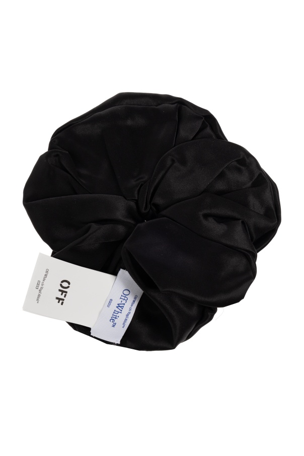 Off-white Keep Tight Silk Scrunchie In Black