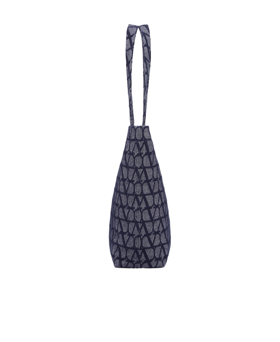 Valentino Vlogo Denim Tote Bag In Black