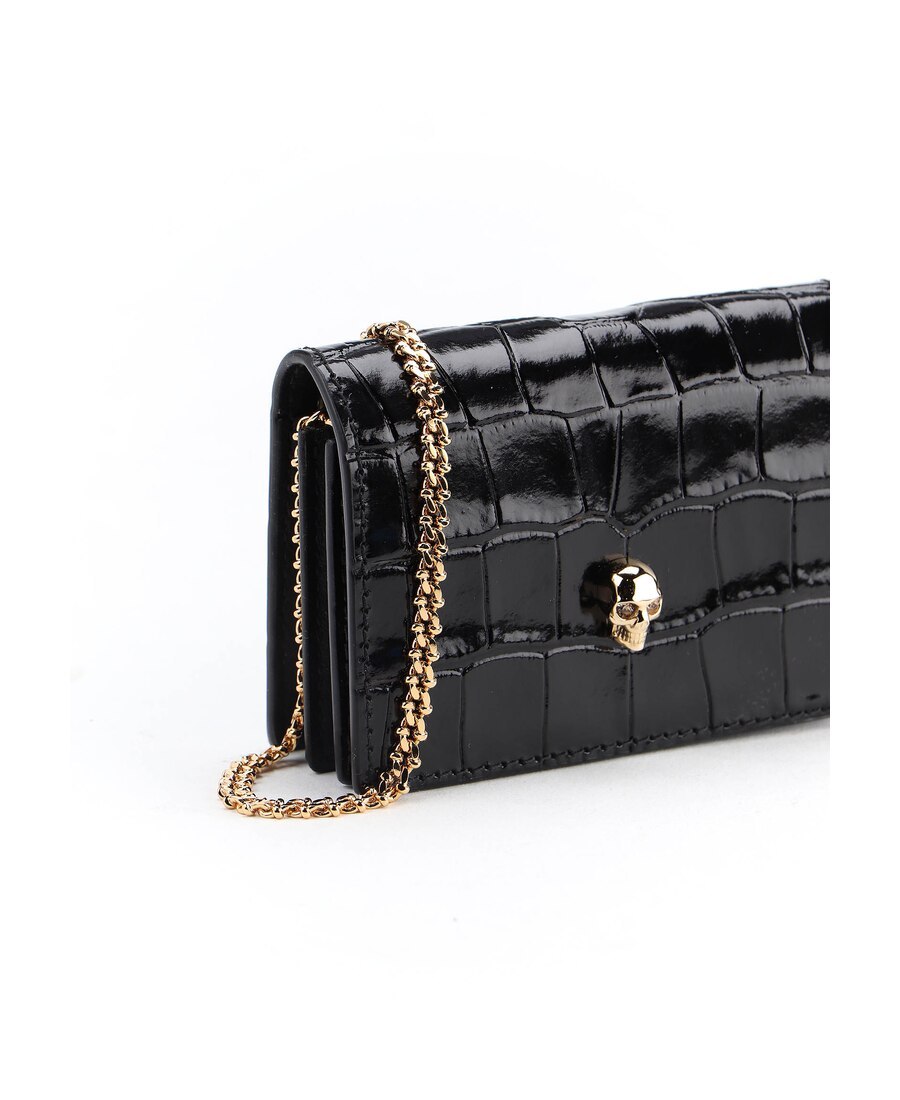 Shop Alexander Mcqueen Skull-stud Chain Wallet In Black