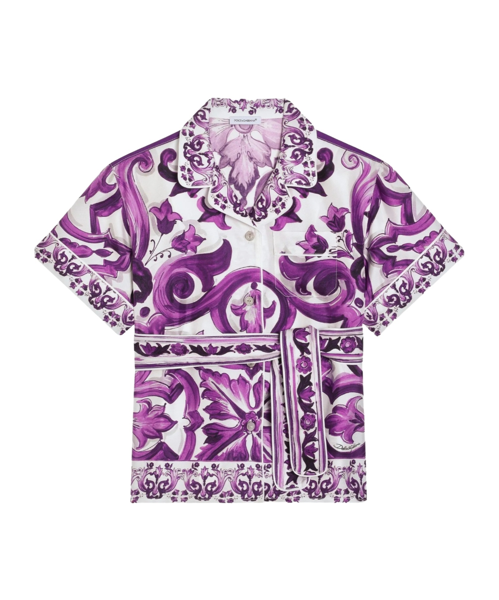 Dolce & Gabbana Seidenhemd Mit Grafischem Print In Purple