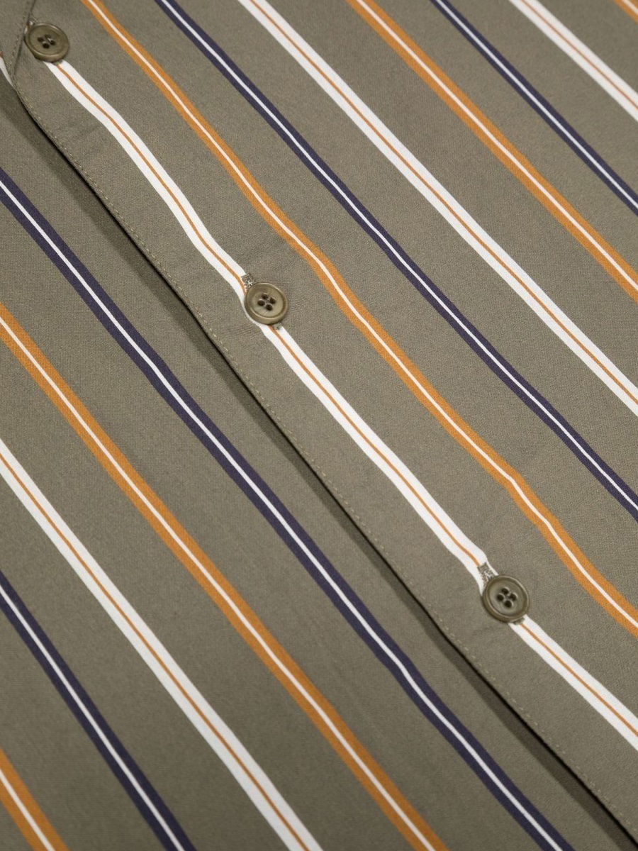 Aspesi Striped Short-sleeve Shirt In Gray