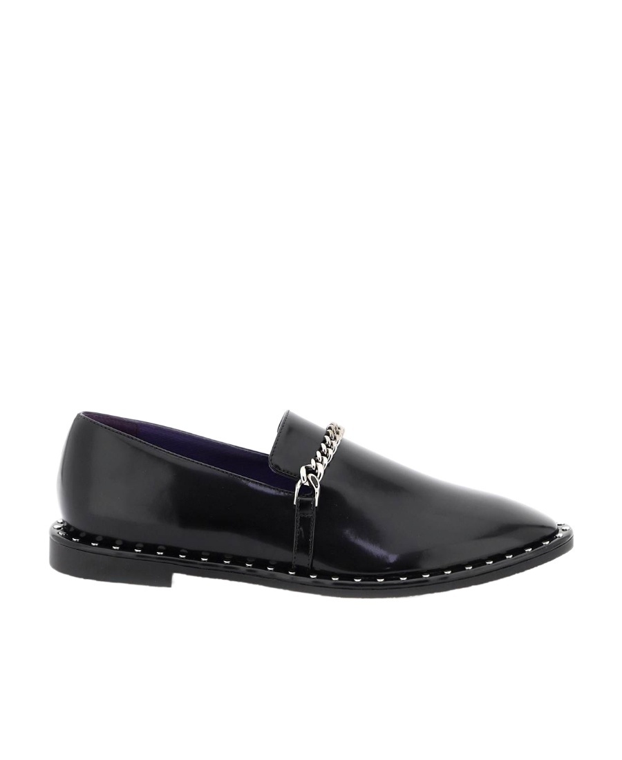 Stella Mccartney Falabella Chain-link Detailing Loafers In Black
