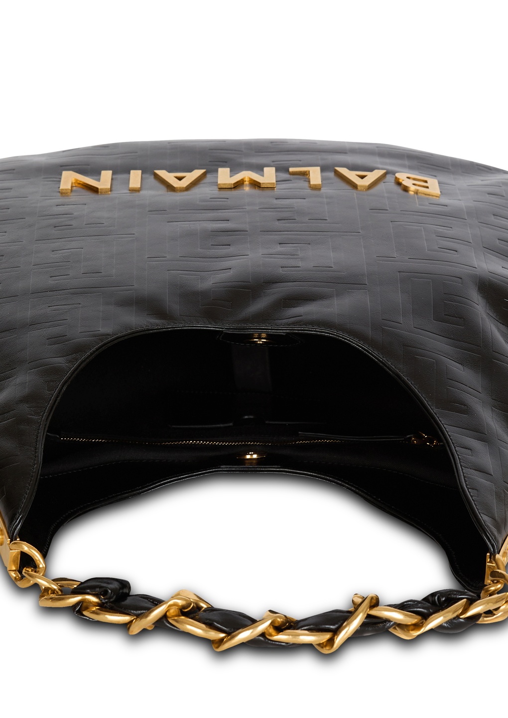 Balmain 1945 Soft Hobo Crinkled Leather Tote Bag With Monogram In Black