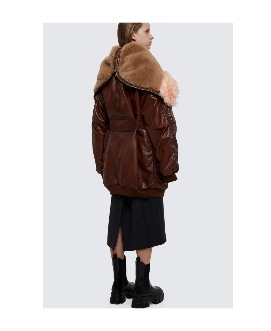 Prada Wool Overcoat With Large Outline In Brown