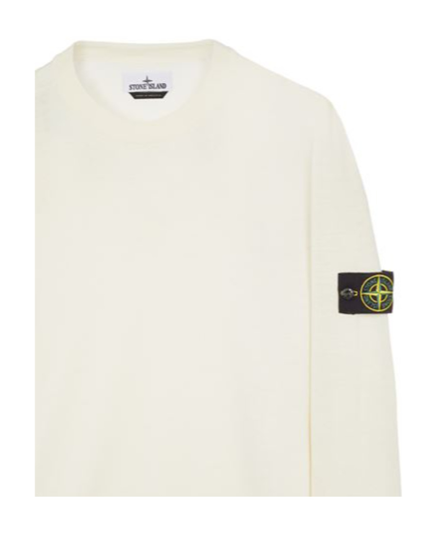Stone Island Wool Blend Sweatshirt With Iconic Logo Patch And Timeless Design In White