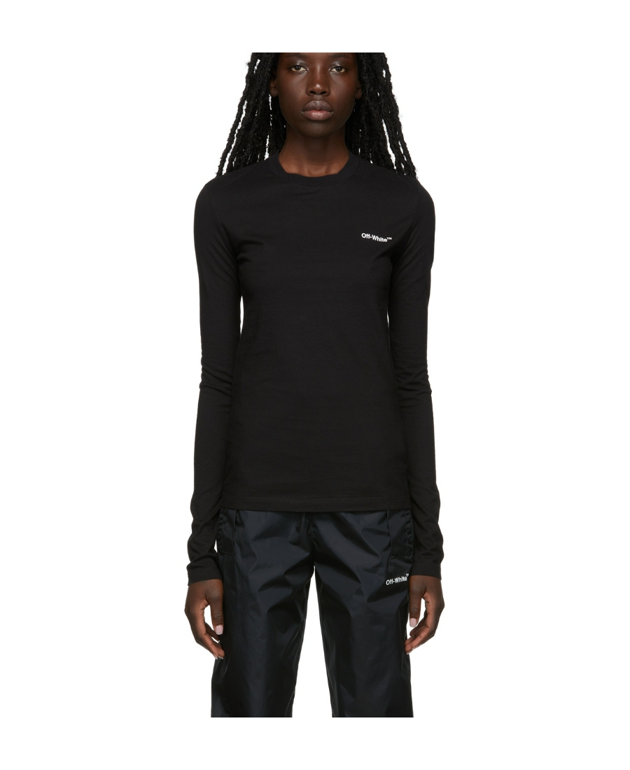 Off-white Diag-stripe Long-sleeved T-shirt In Black