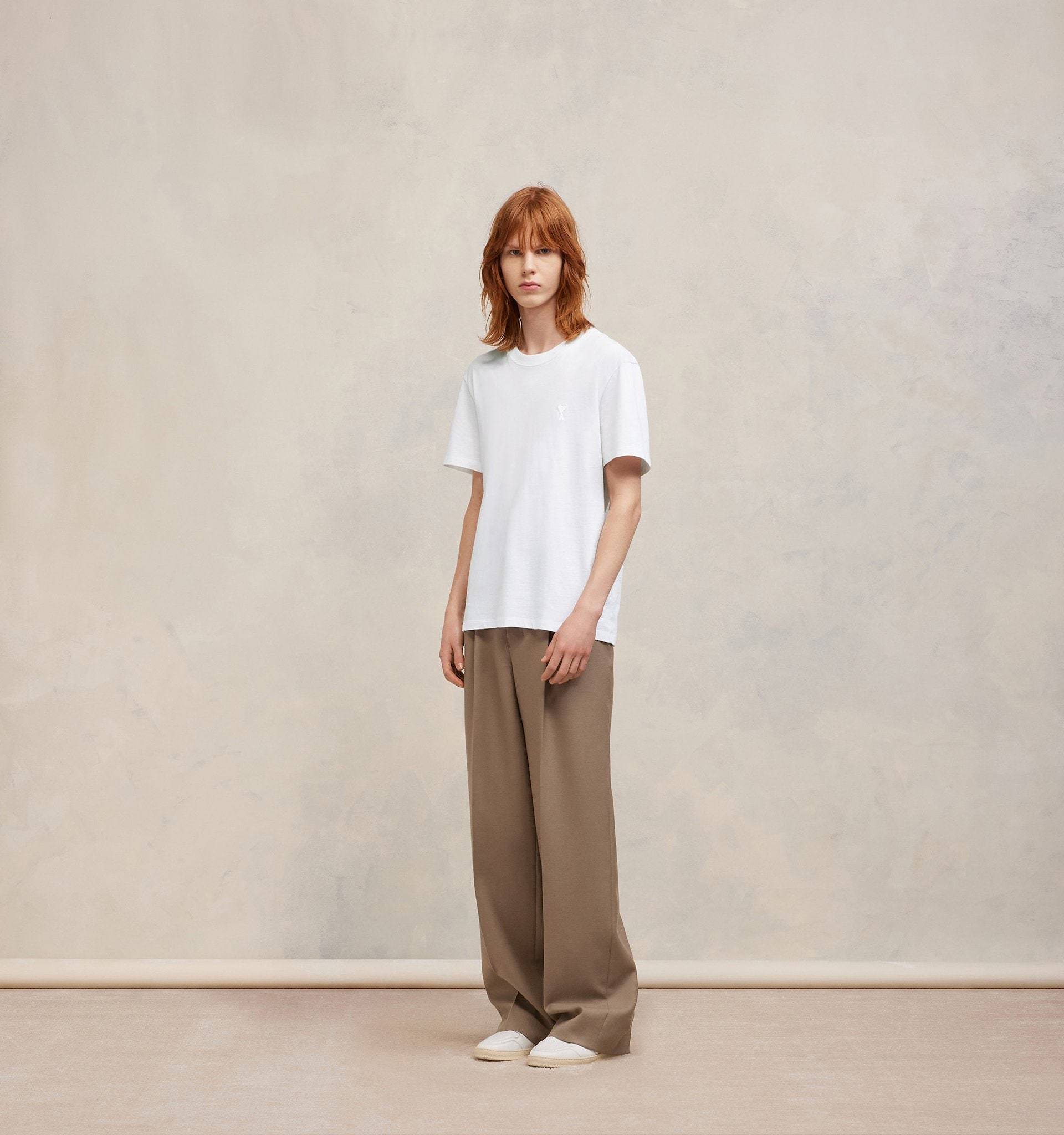 Ami Alexandre Mattiussi Ami Paris Logo-embroidered Cotton T-shirt In White