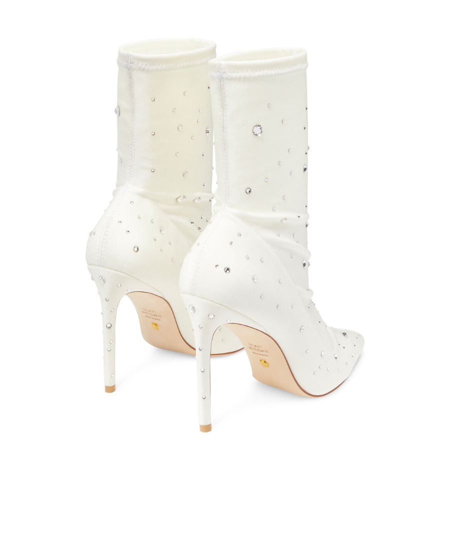 Stuart Weitzman Crystal-embellished 110mm Boots In White
