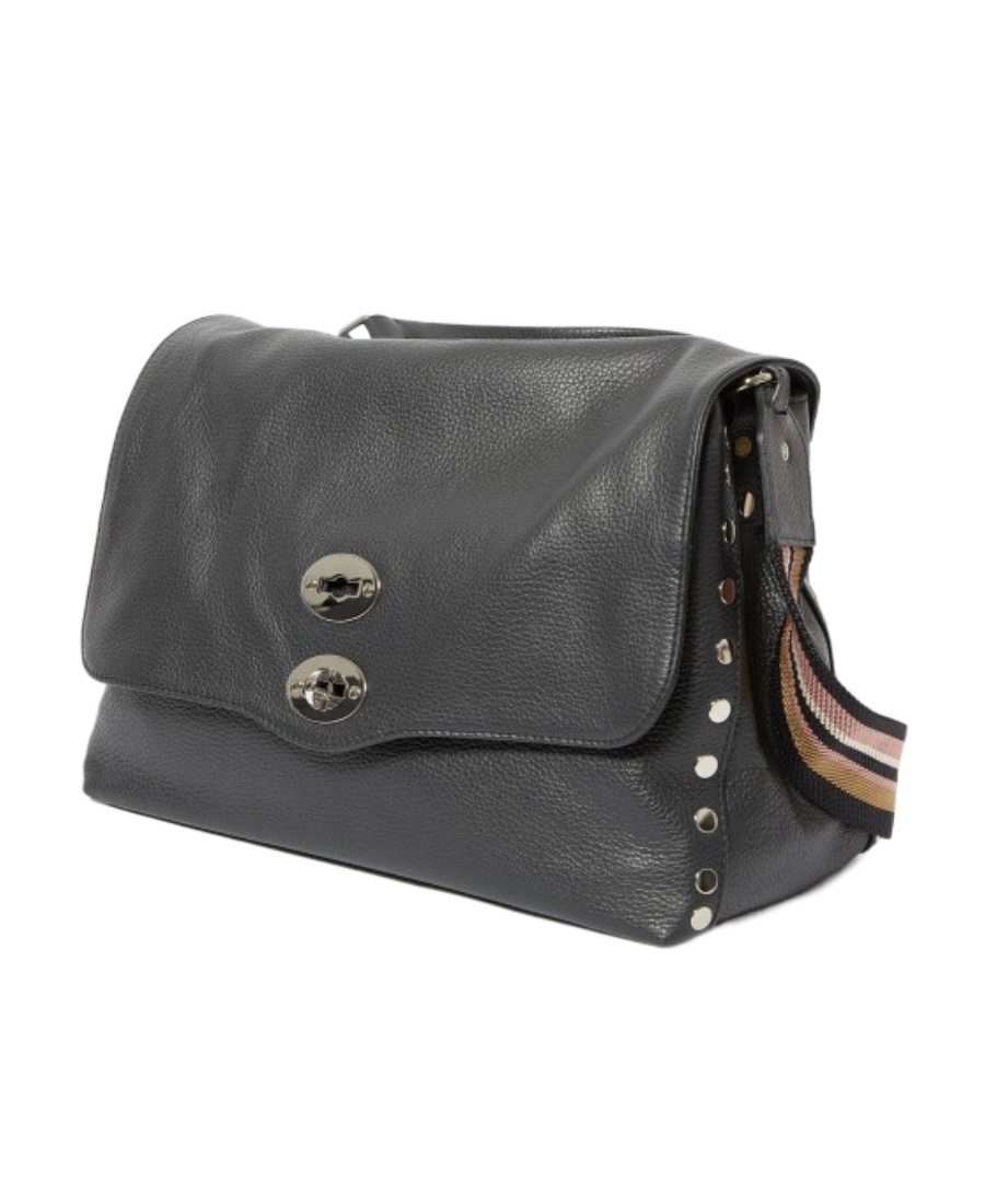 Zanellato Hammered Leather Small Tote With Twist-lock Closure In Black