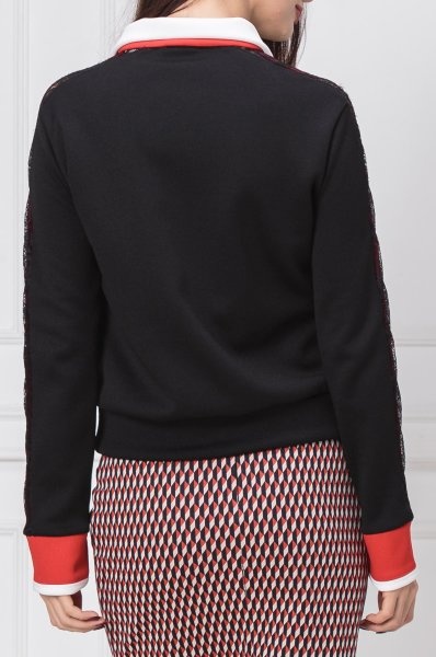 Pinko Lace Decorative Zipper Casual Jacket In Black