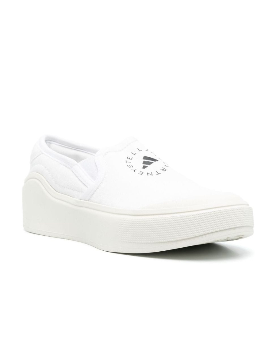 Adidas By Stella Mccartney Logo-print Slip-on Sneakers In White