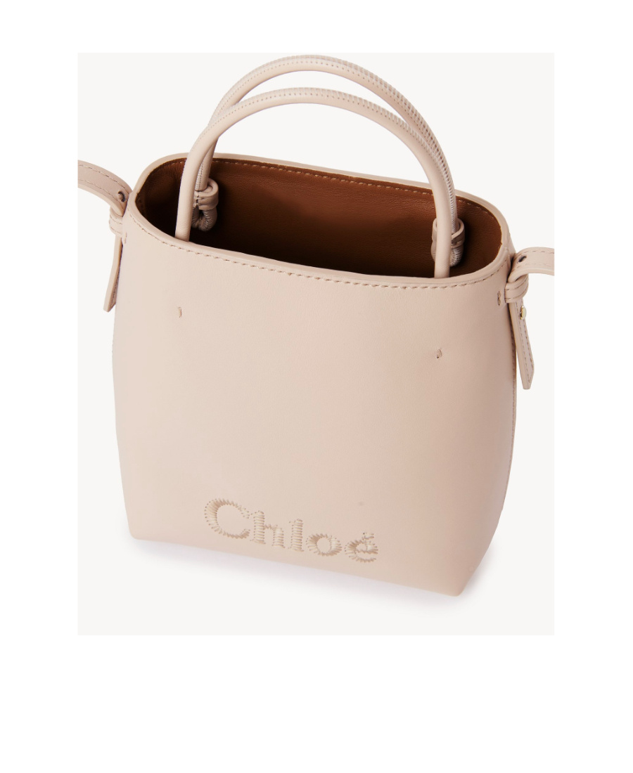 Chloé Micro Sense Tote Bag In Nude