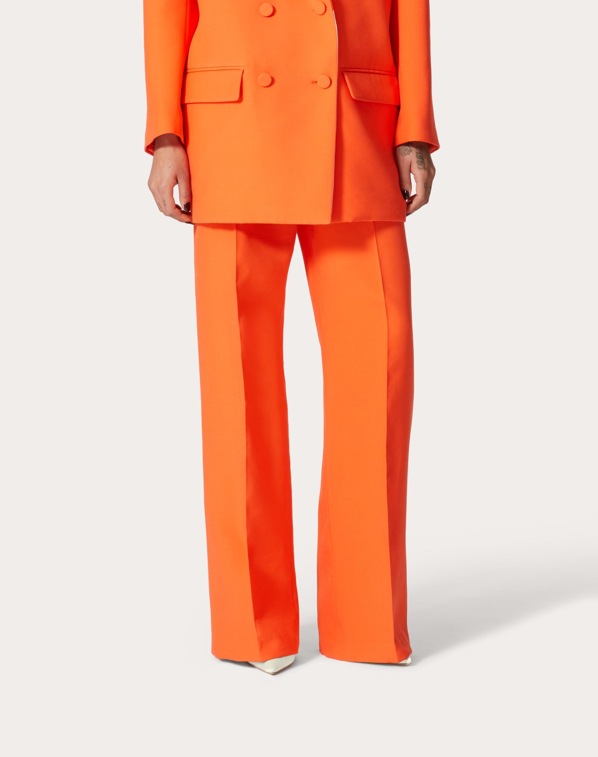 Valentino Crepe Couture Trousers In Orange